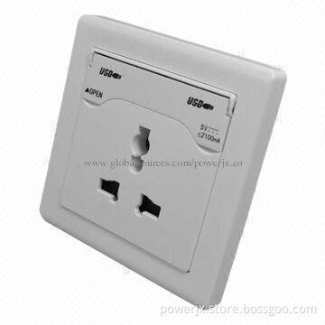 UK Plug Electric Decorative Switches and Socket with Dual-USB Port, Sized 86 x 86mm